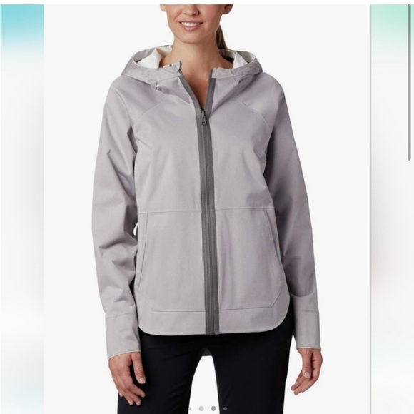 Columbia titanium outdry reversible White gray hooded Jacket raincoat medium - Picture 6 of 6